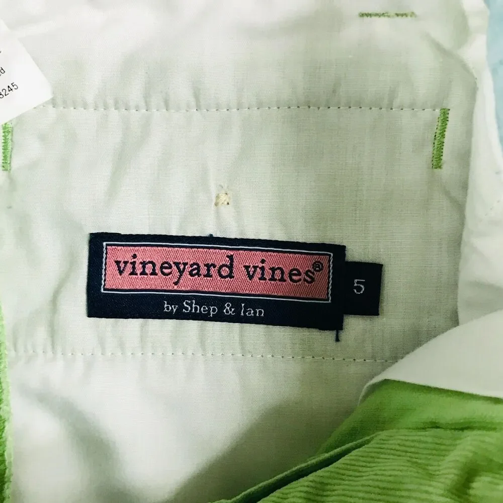 Vineyard Vines Shep & Ian Boy's 5 Shorts Green Solid Corduroy Bermuda BY27